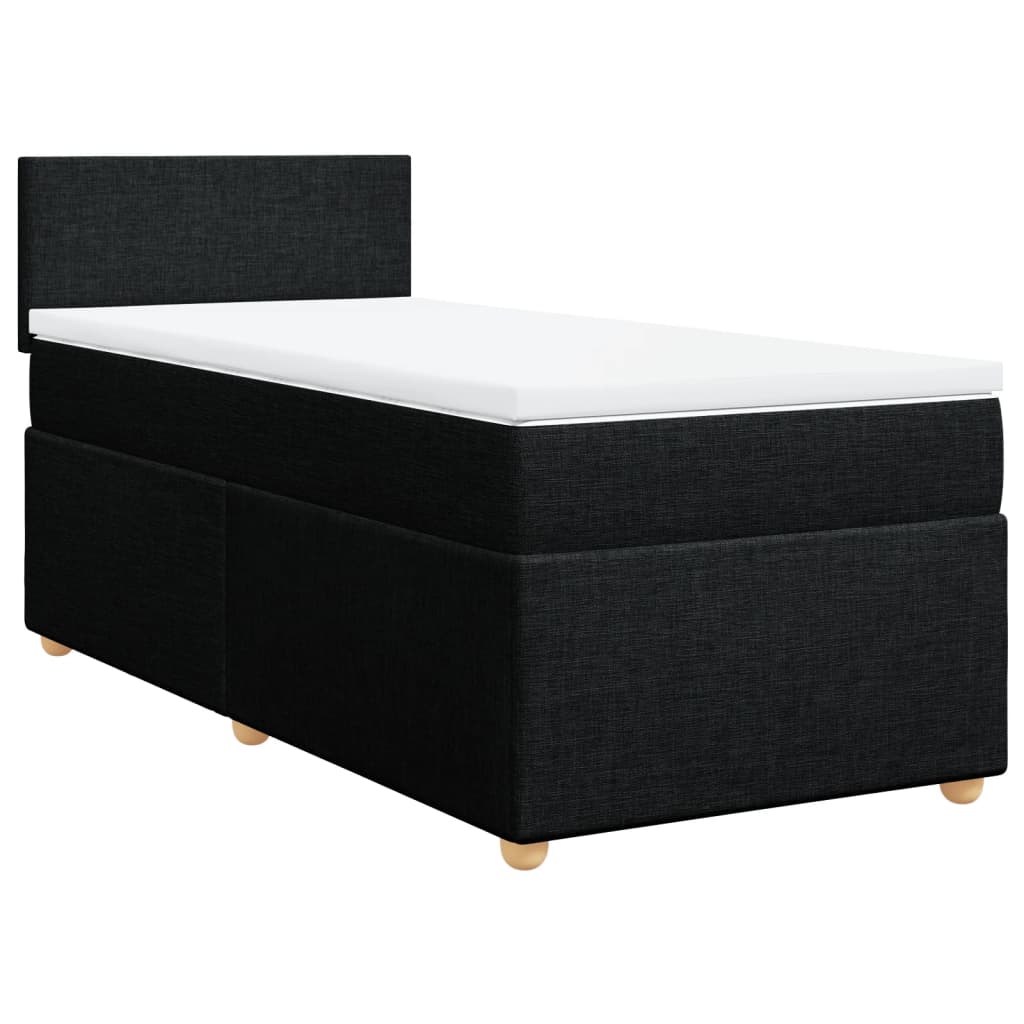 vidaXL Pat box spring cu saltea, negru, 100x200 cm, textil