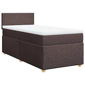 Box spring postel s matrací tmavě hnědá 100 x 200 cm textil - obrázek 2