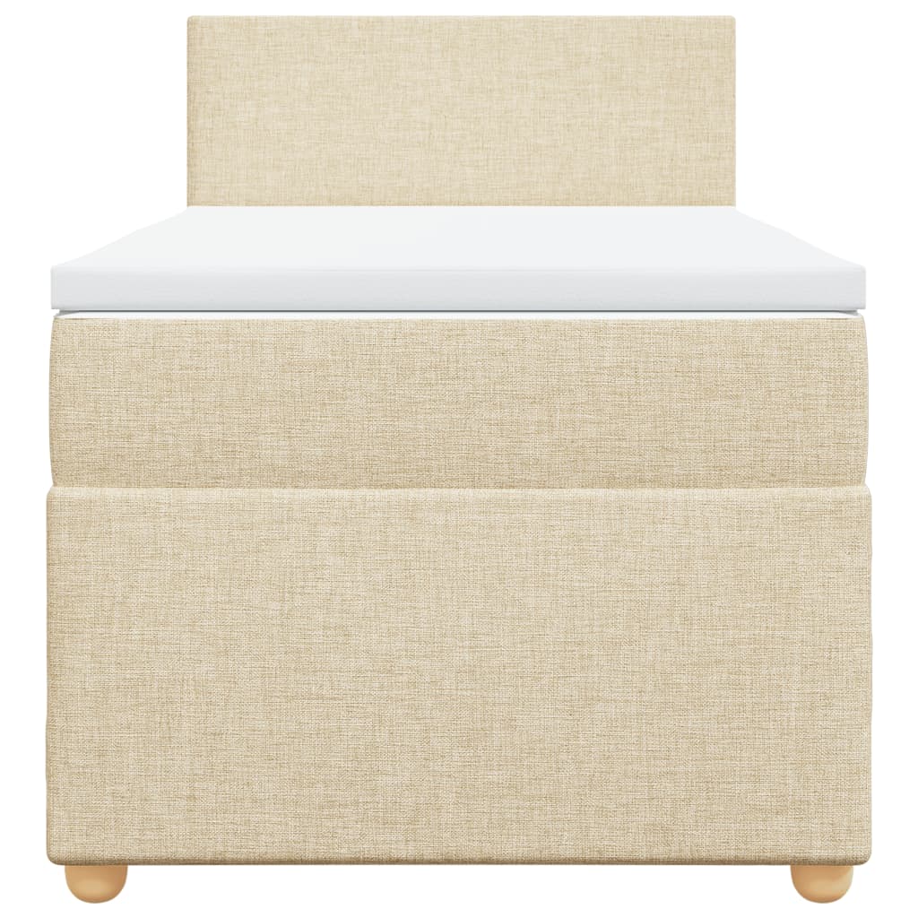 vidaXL Boxspring met matras stof crèmekleurig 100x200 cm, foto 4