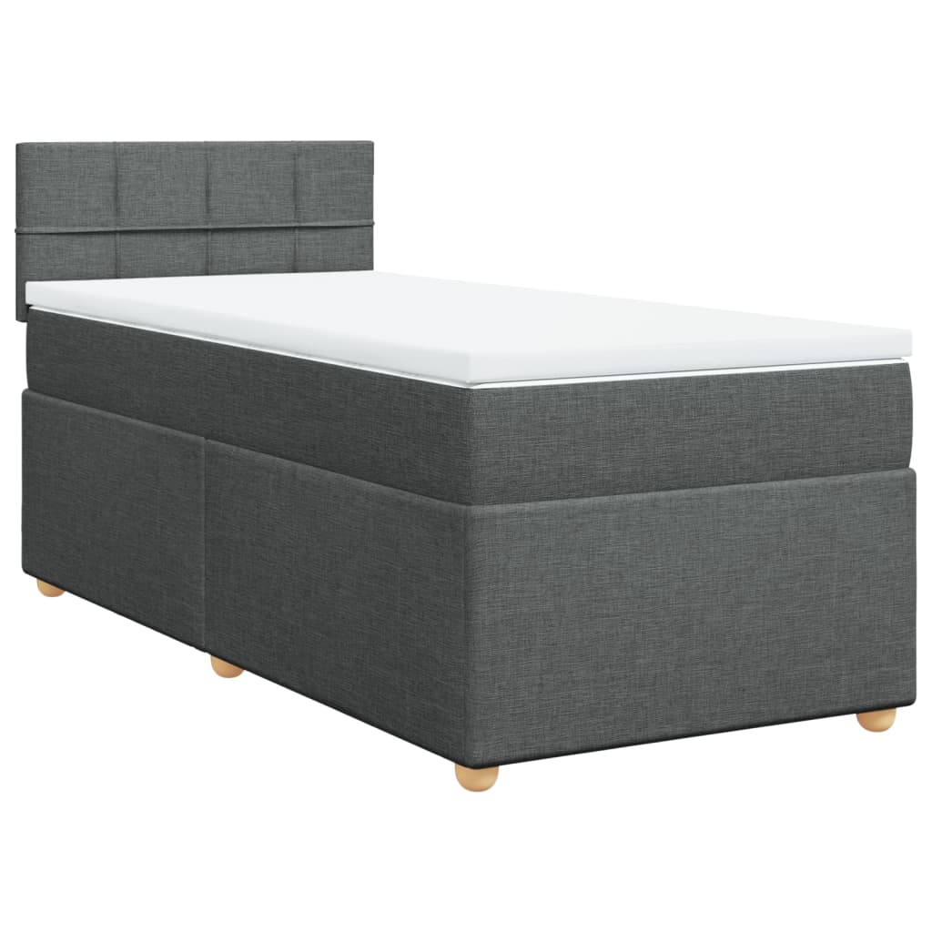 vidaXL Pat box spring cu saltea, gri închis, 100x200 cm, textil