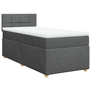 Box spring postel s matrací tmavě šedá 100 x 200 cm textil - obrázek 2