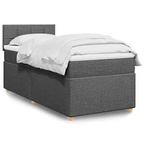 Box spring postel s matrací tmavě šedá 100 x 200 cm textil - obrázek 1