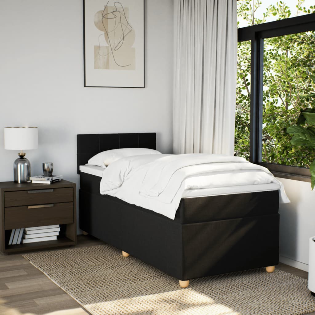 vidaXL Boxspring met matras stof zwart 100x200 cm afbeelding