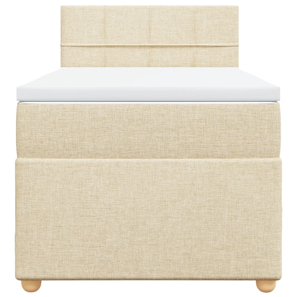 vidaXL Boxspring met matras stof crèmekleurig 100x200 cm, foto 4