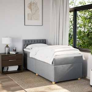 Box spring postel s matrací světle šedý 100 x 200 cm textil - obrázek 3