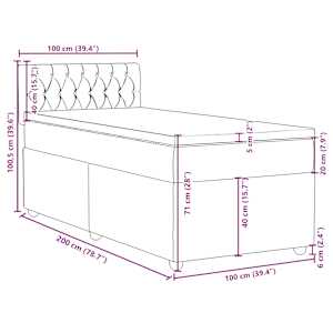 Box spring postel s matrací tmavě šedá 100 x 200 cm textil - obrázek 13