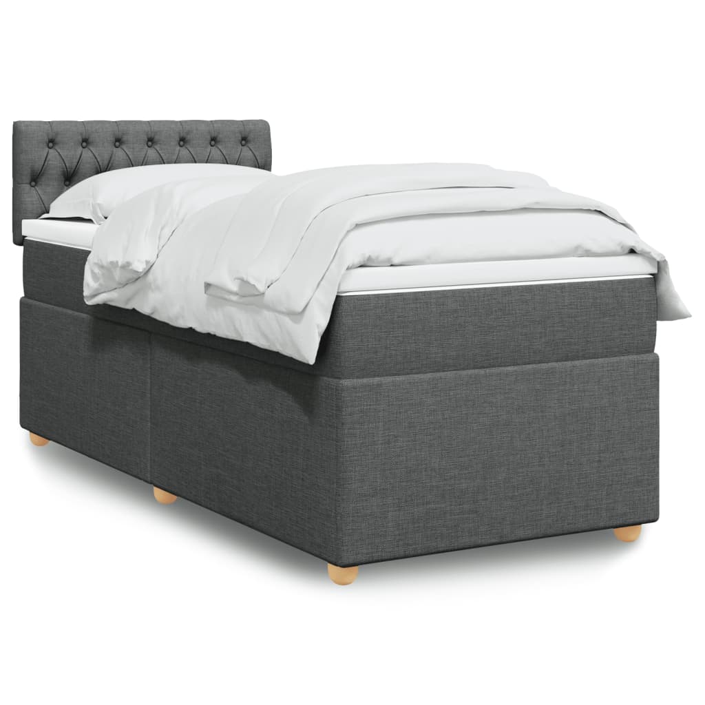 Boxspringbett mit Matratze Dunkelgrau 100×200 cm Stoff