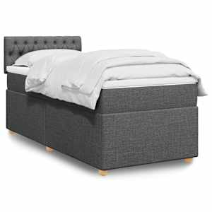 Box spring postel s matrací tmavě šedá 100 x 200 cm textil - obrázek 1