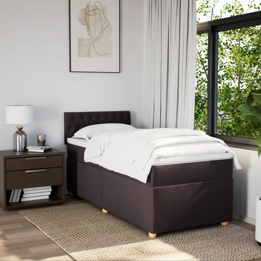 Thumbnail - vidaXL Boxspringbett mit Matratze Dunkelbraun 100x200 cm Stoff