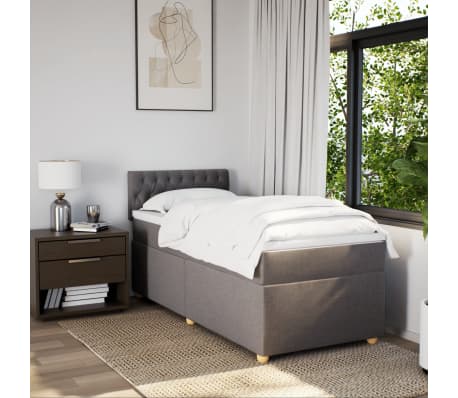 vidaXL Κρεβάτι Boxspring με Στρώμα Taupe 100 x 200 εκ. Υφασμάτινο