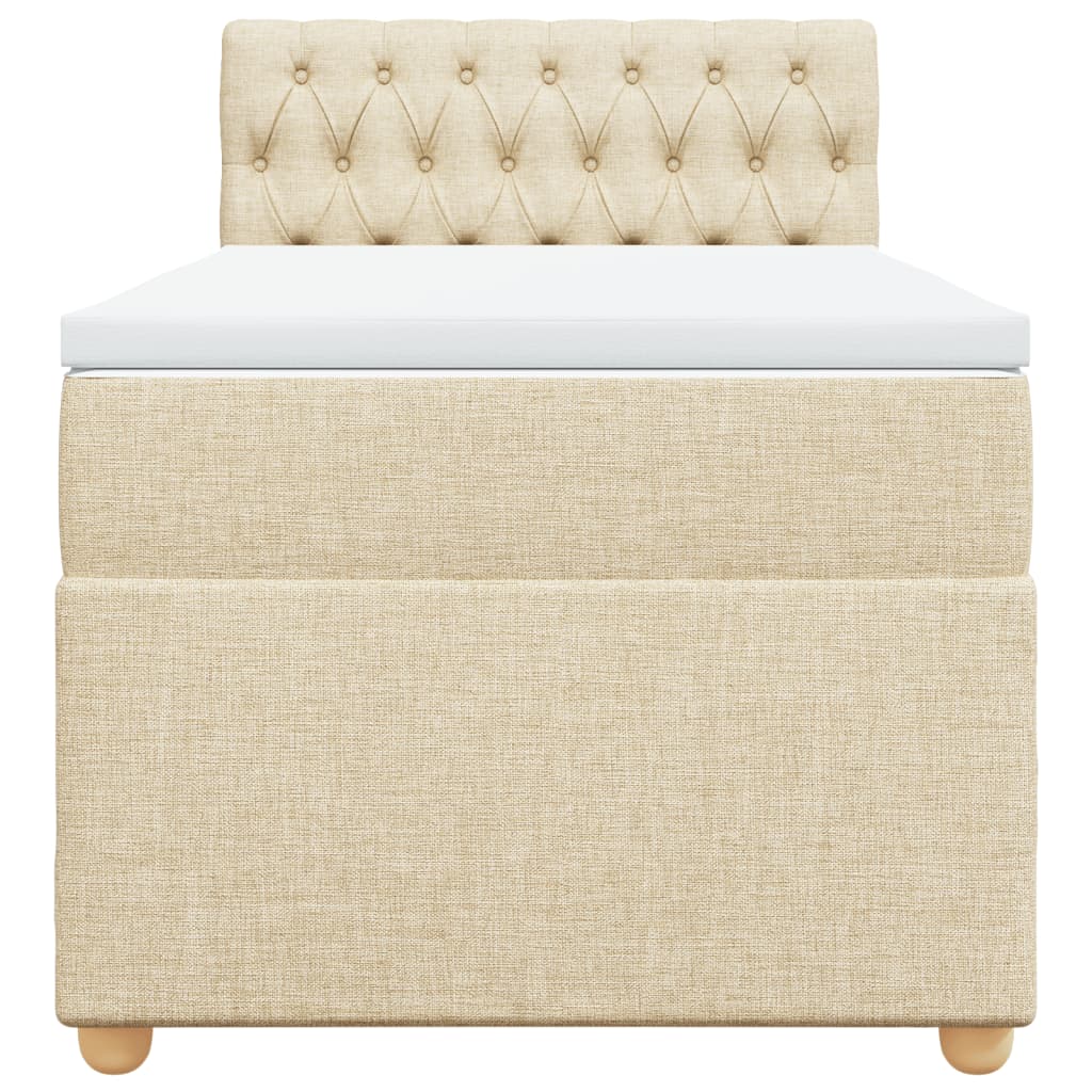vidaXL Boxspring met matras stof crèmekleurig 100x200 cm, foto 4