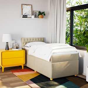 Box spring postel s matrací krémová 100 x 200 cm textil - obrázek 3