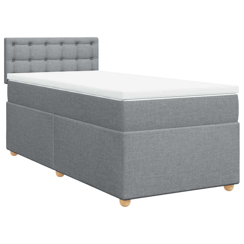 vidaXL Pat box spring cu saltea, gri deschis, 100x200 cm, textil