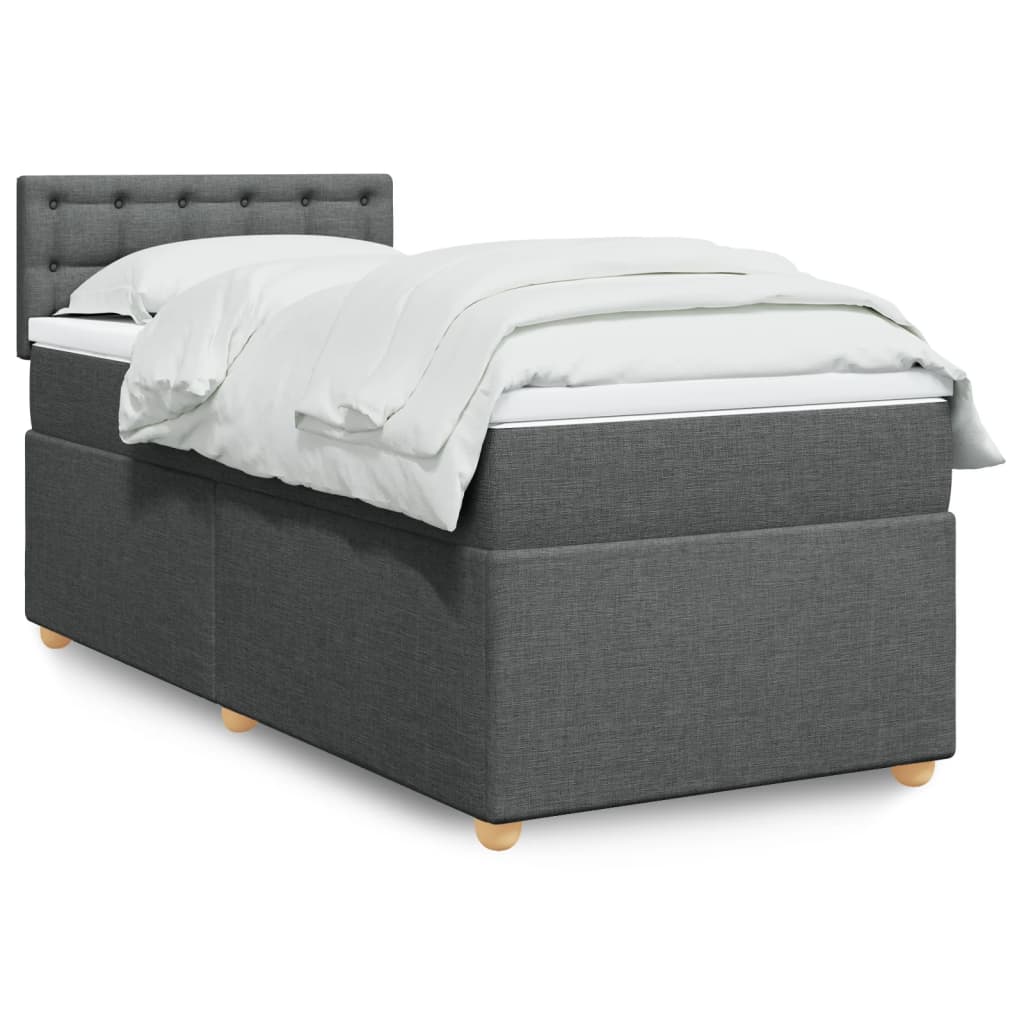 Boxspringbett mit Matratze Dunkelgrau 100×200 cm Stoff