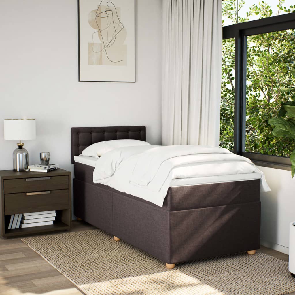 vidaXL Boxspring met matras stof donkerbruin 100x200 cm bruin, foto 2