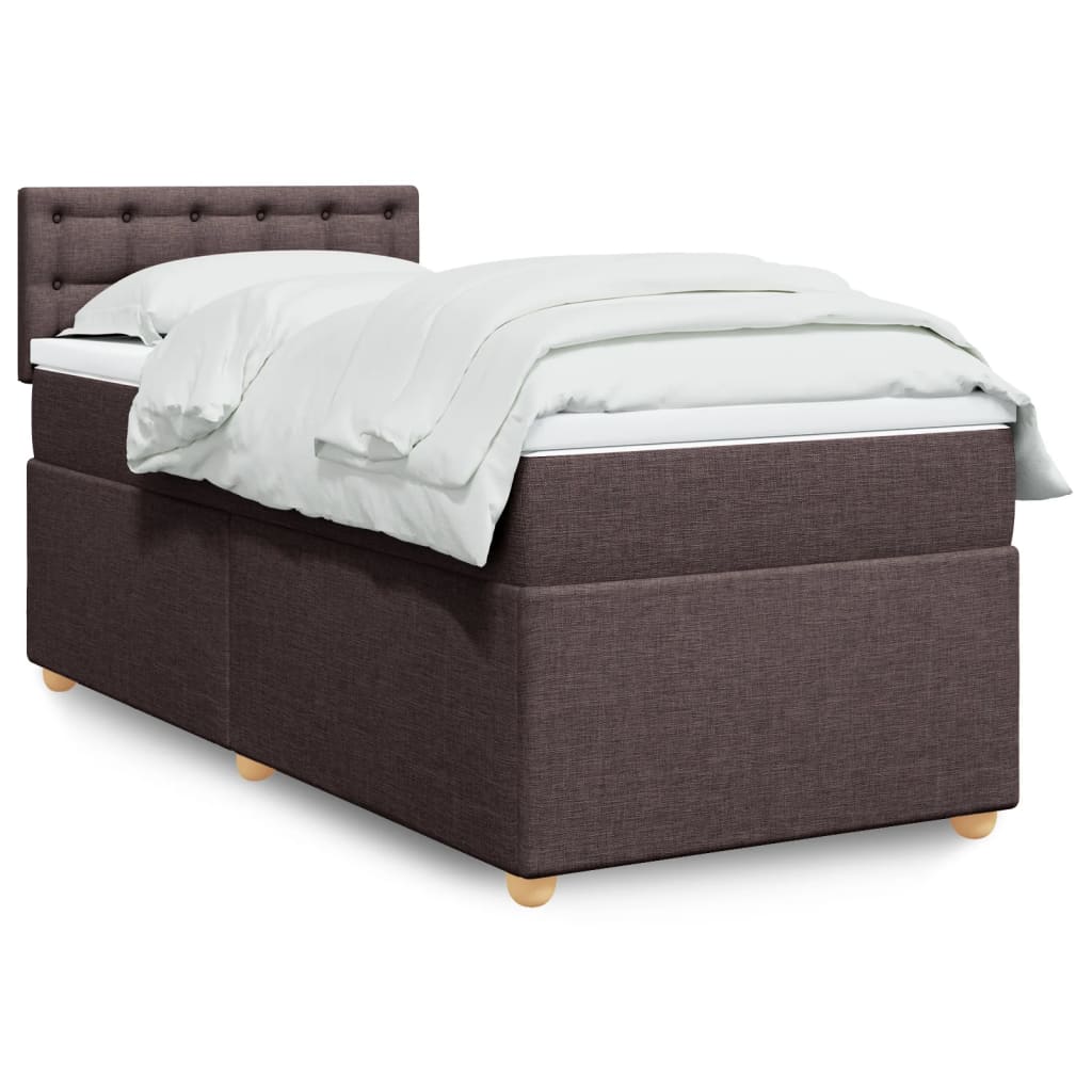 Boxspringbett mit Matratze Dunkelbraun 100×200 cm Stoff