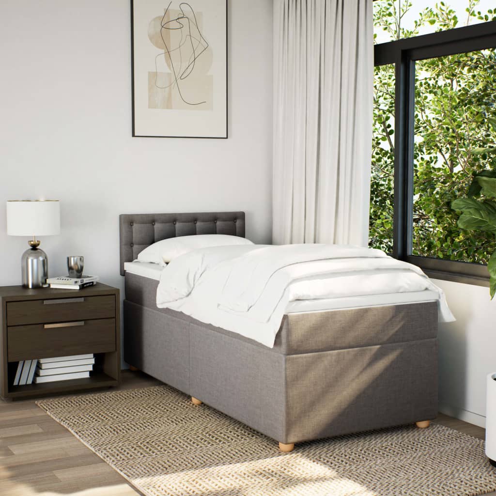 Thumbnail - vidaXL Boxspringbett mit Matratze Taupe 100x200 cm Stoff