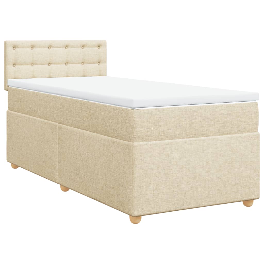 vidaXL Boxspring met matras stof crèmekleurig 100x200 cm, foto 3
