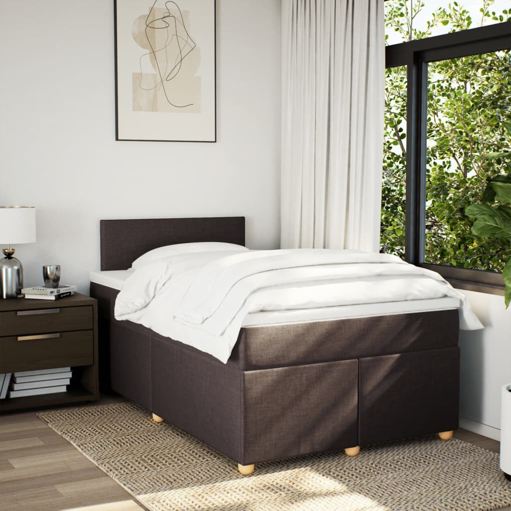vidaXL Boxspring met matras stof donkerbruin 120x190 cm afbeelding