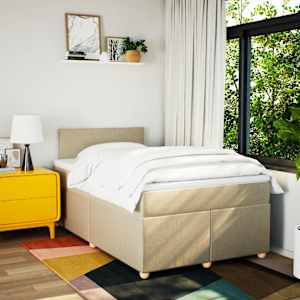Box spring postel s matrací krémová 120x190 cm textil - obrázek 3