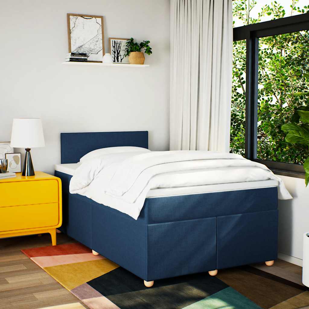 vidaXL Boxspring met matras stof blauw 120x190 cm afbeelding