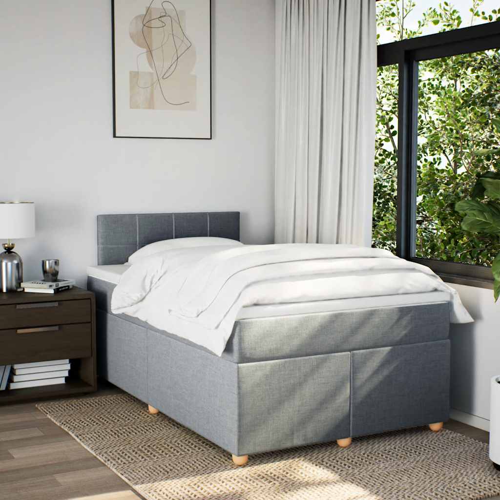 vidaXL Boxspring met matras stof lichtgrijs 120x190 cm afbeelding