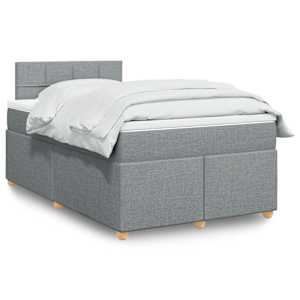 Boxspring postelja z vzmetnico svetlo siva 120x190 cm blago