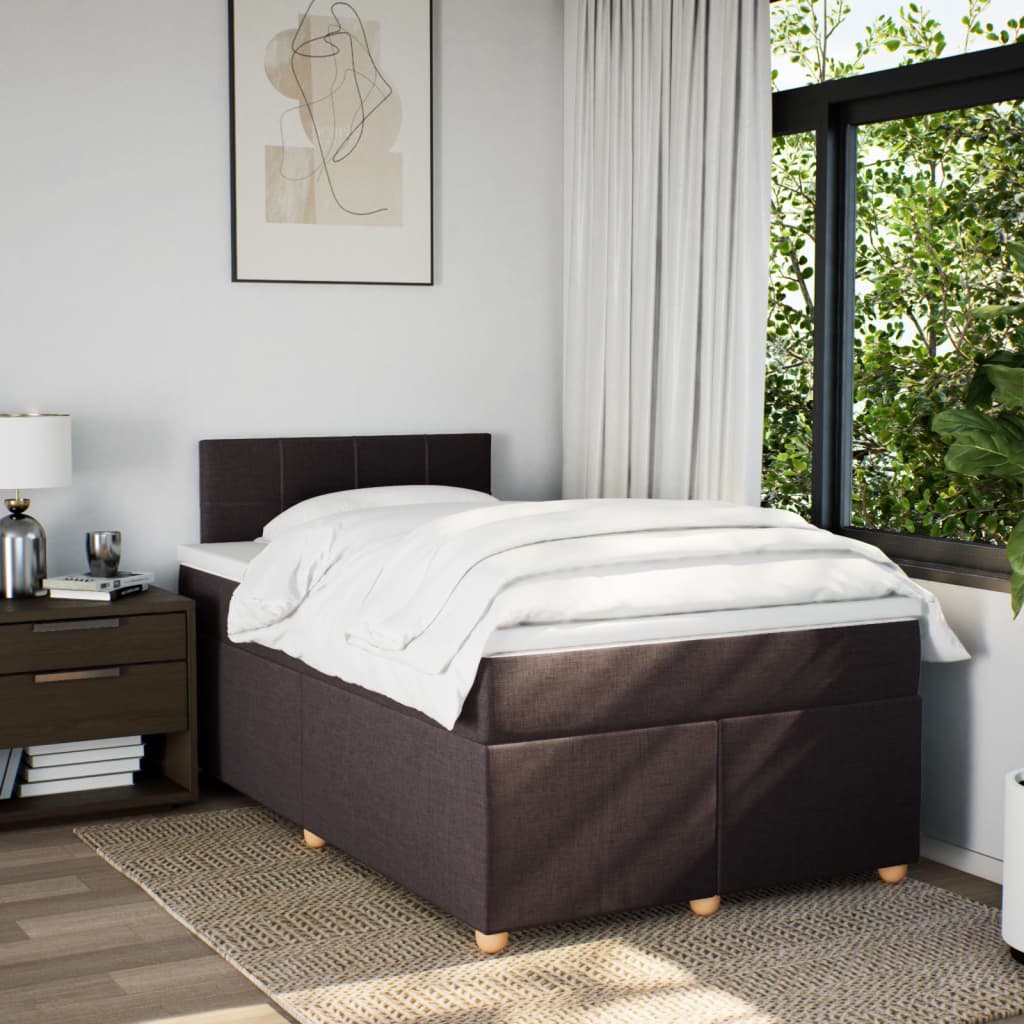 vidaXL Boxspring met matras stof donkerbruin 120x190 cm afbeelding