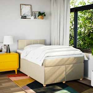 Box spring postel s matrací krémová 120x190 cm textil - obrázek 3