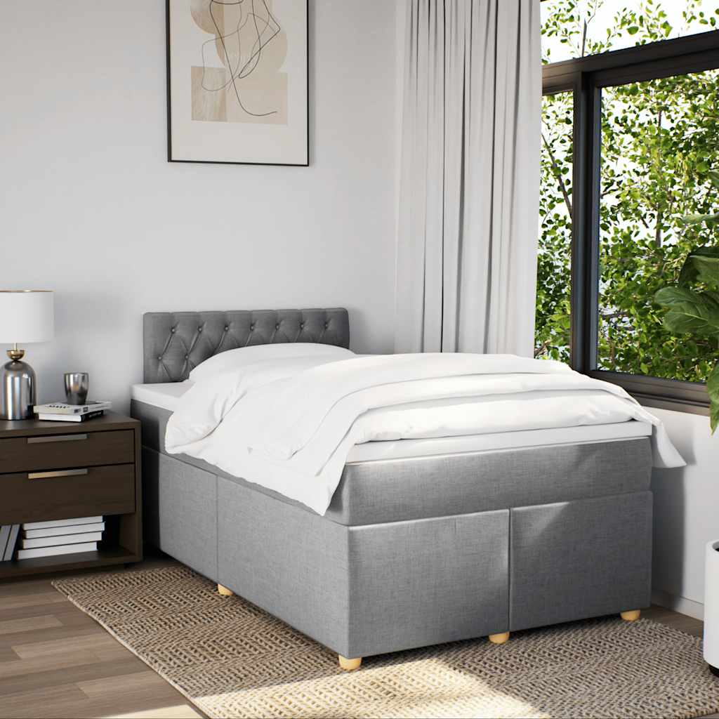vidaXL Boxspring met matras stof lichtgrijs 120x190 cm grijs, foto 2