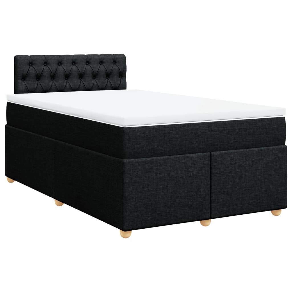 vidaXL Pat box spring cu saltea, negru, 120x190 cm, catifea