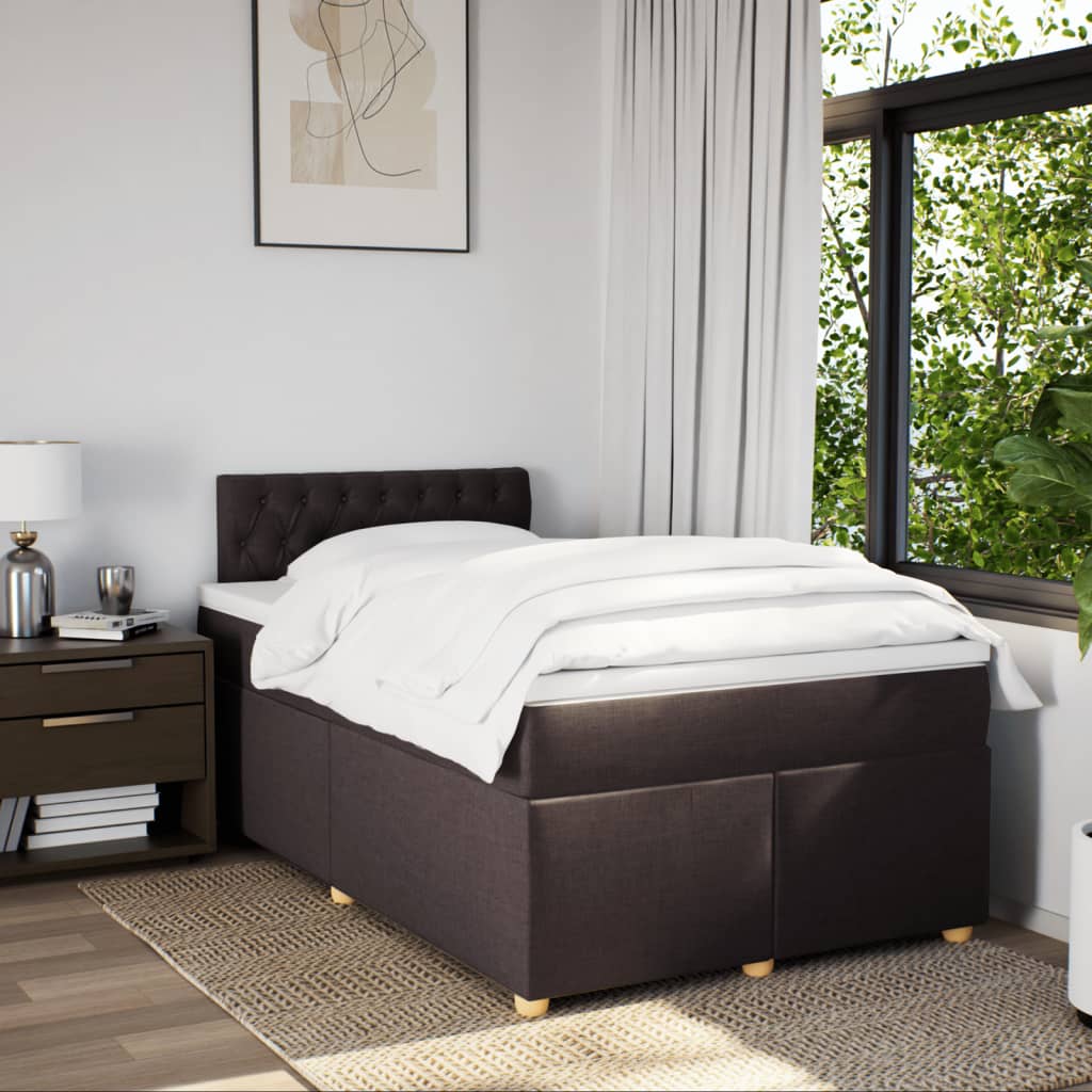 vidaXL Boxspring met matras stof donkerbruin 120x190 cm bruin, foto 2