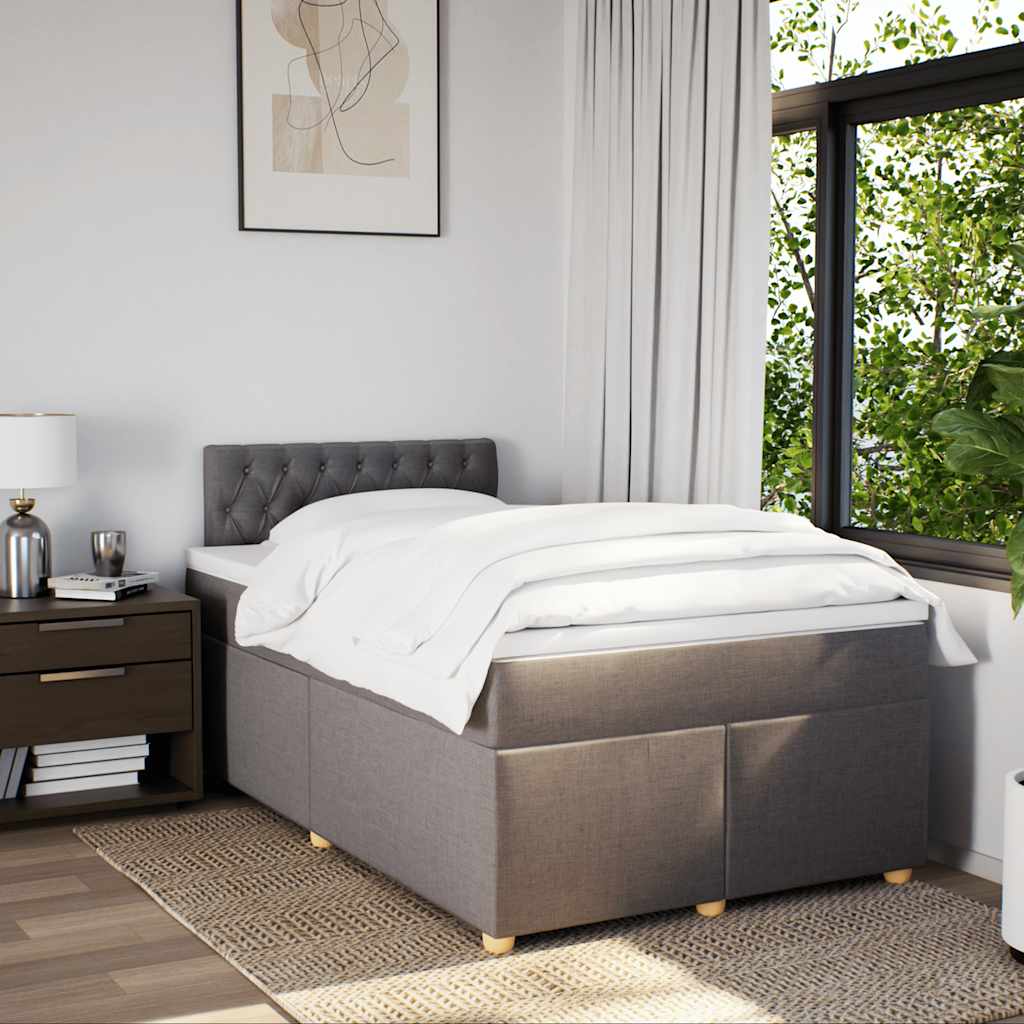 vidaXL Boxspring met matras stof taupe 120x190 cm, foto 2