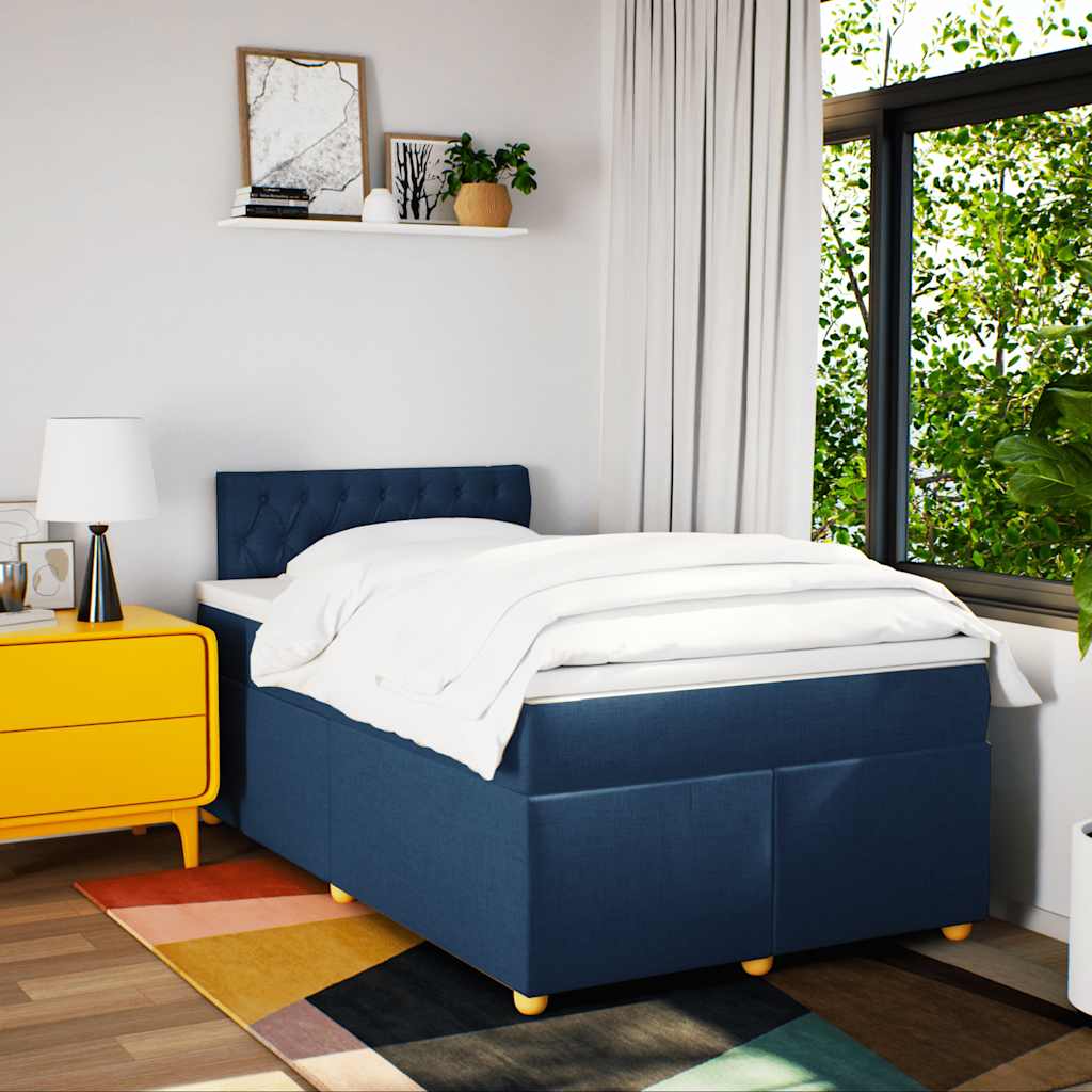 vidaXL Boxspring met matras stof blauw 120x190 cm afbeelding