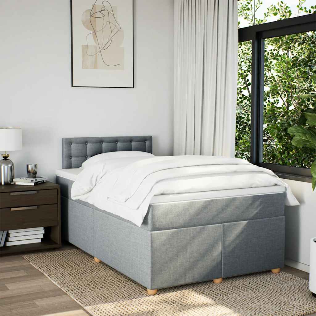 vidaXL Boxspring met matras stof lichtgrijs 120x190 cm afbeelding