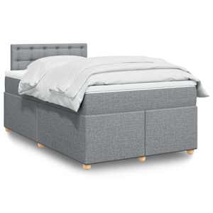 Boxspring postelja z vzmetnico svetlo siva 120x190 cm blago