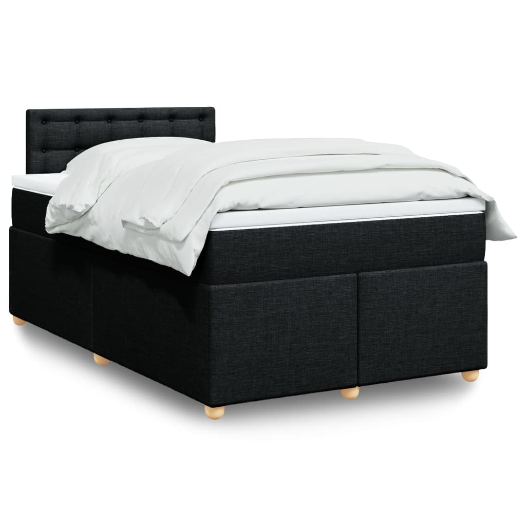 vidaXL Boxspringbett mit Matratze Schwarz 120x190 cm Stoff