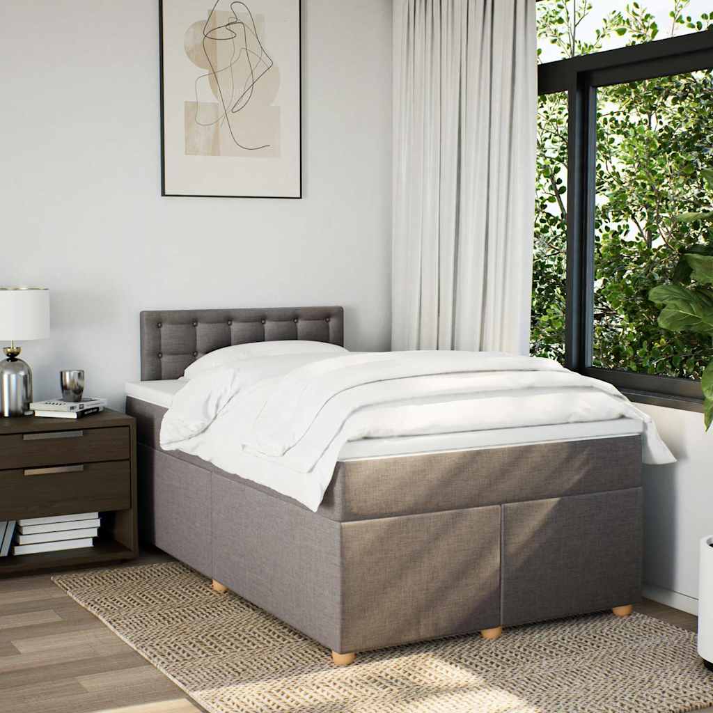 vidaXL Boxspring met matras stof taupe 120x190 cm, foto 2