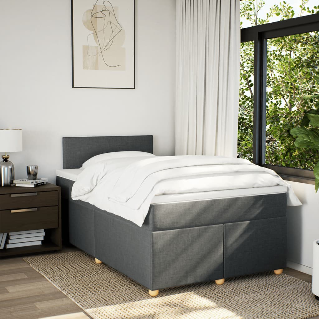 vidaXL Boxspring met matras stof donkergrijs 120x200 cm afbeelding