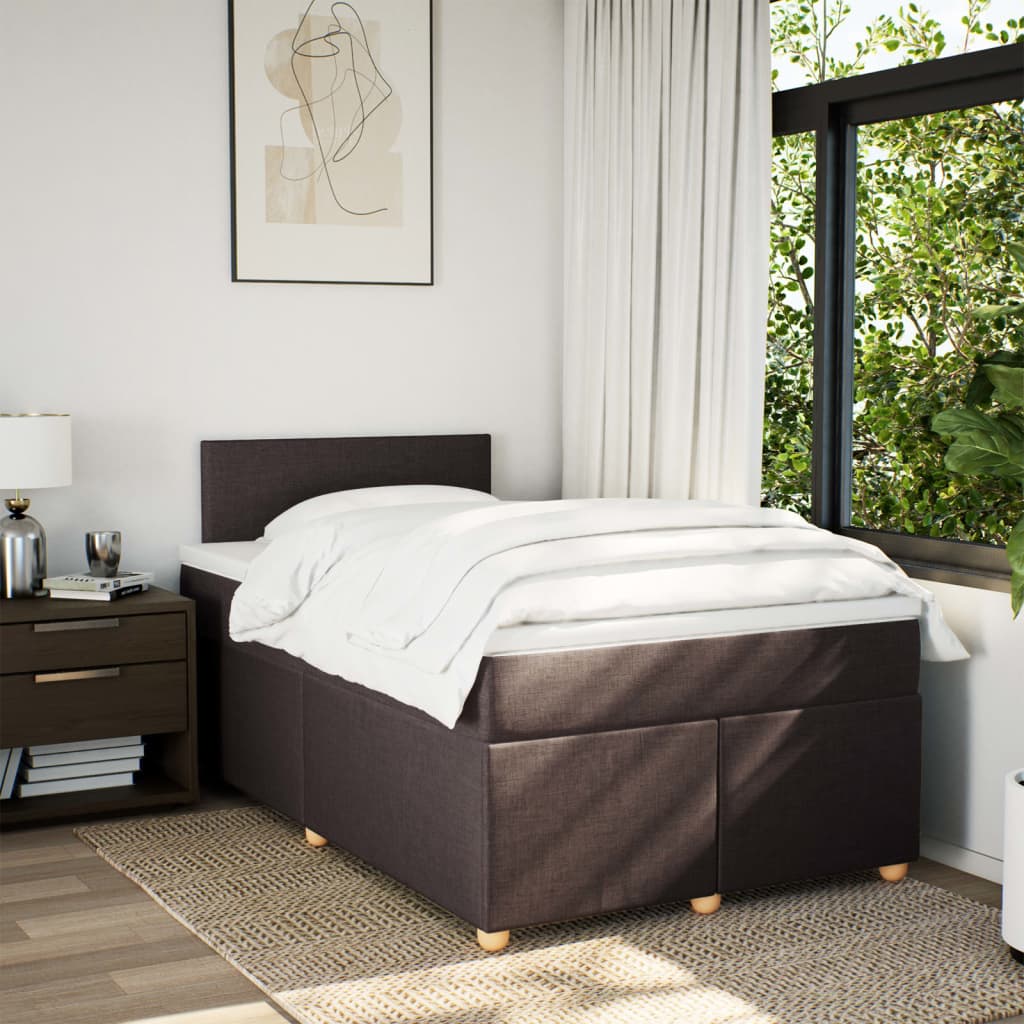 vidaXL Boxspring met matras stof donkerbruin 120x200 cm afbeelding