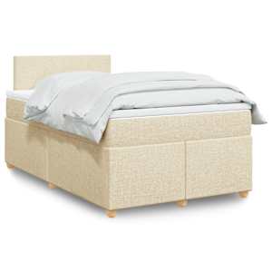 Box spring postelja z vzmetnico krem 120x200 cm blago