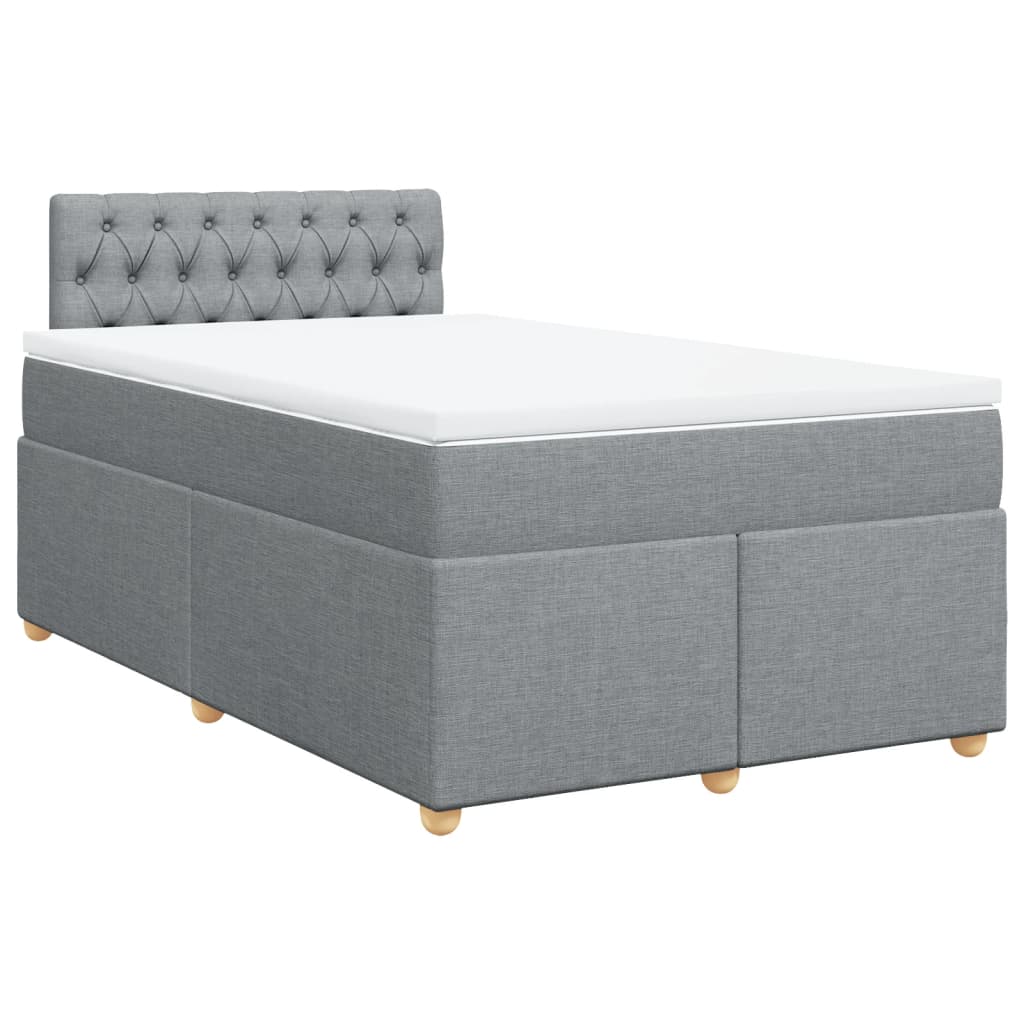 vidaXL Box spring postelja z vzmetnico svetlo siva 120x200 cm blago