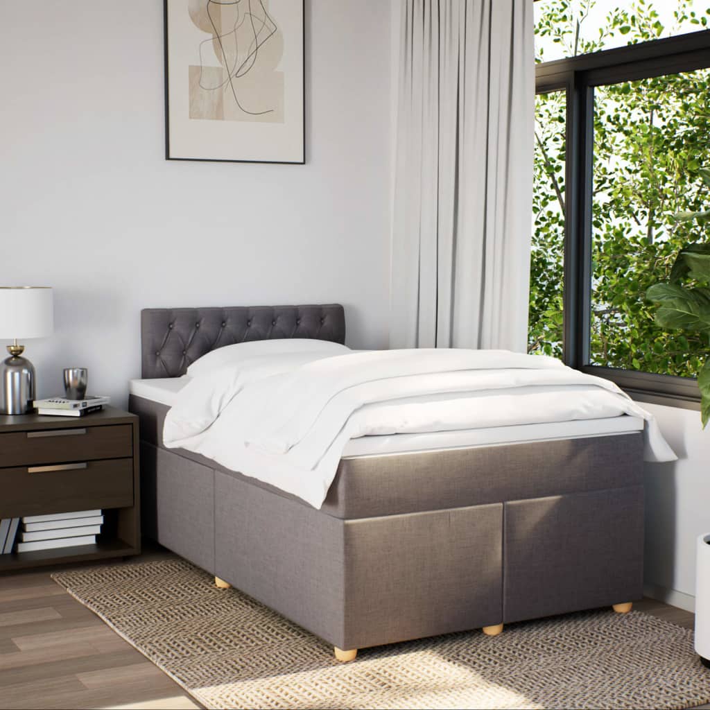vidaXL Boxspring met matras stof taupe 120x200 cm, foto 2