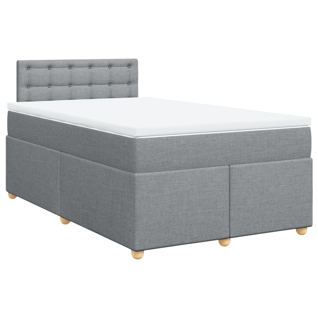 vidaXL Boxspring met matras stof lichtgrijs 120x200 cm grijs, foto 3