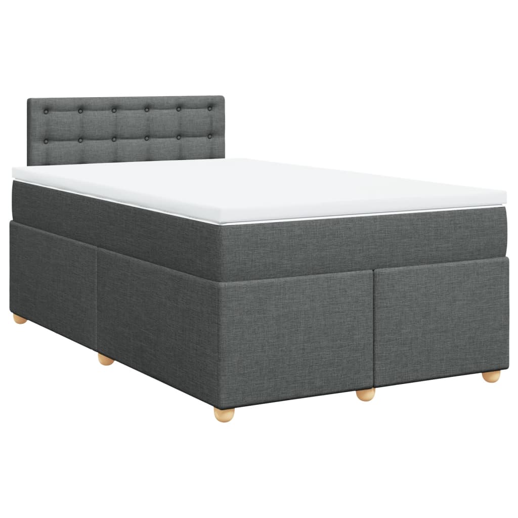 vidaXL Pat box spring cu saltea, gri închis, 120x200 cm, textil