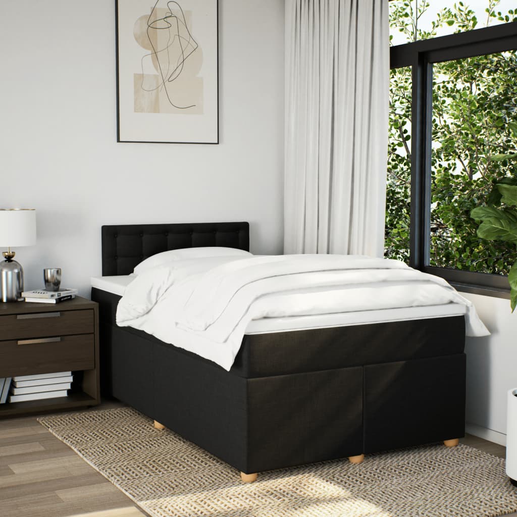 vidaXL Boxspring met matras stof zwart 120x200 cm afbeelding