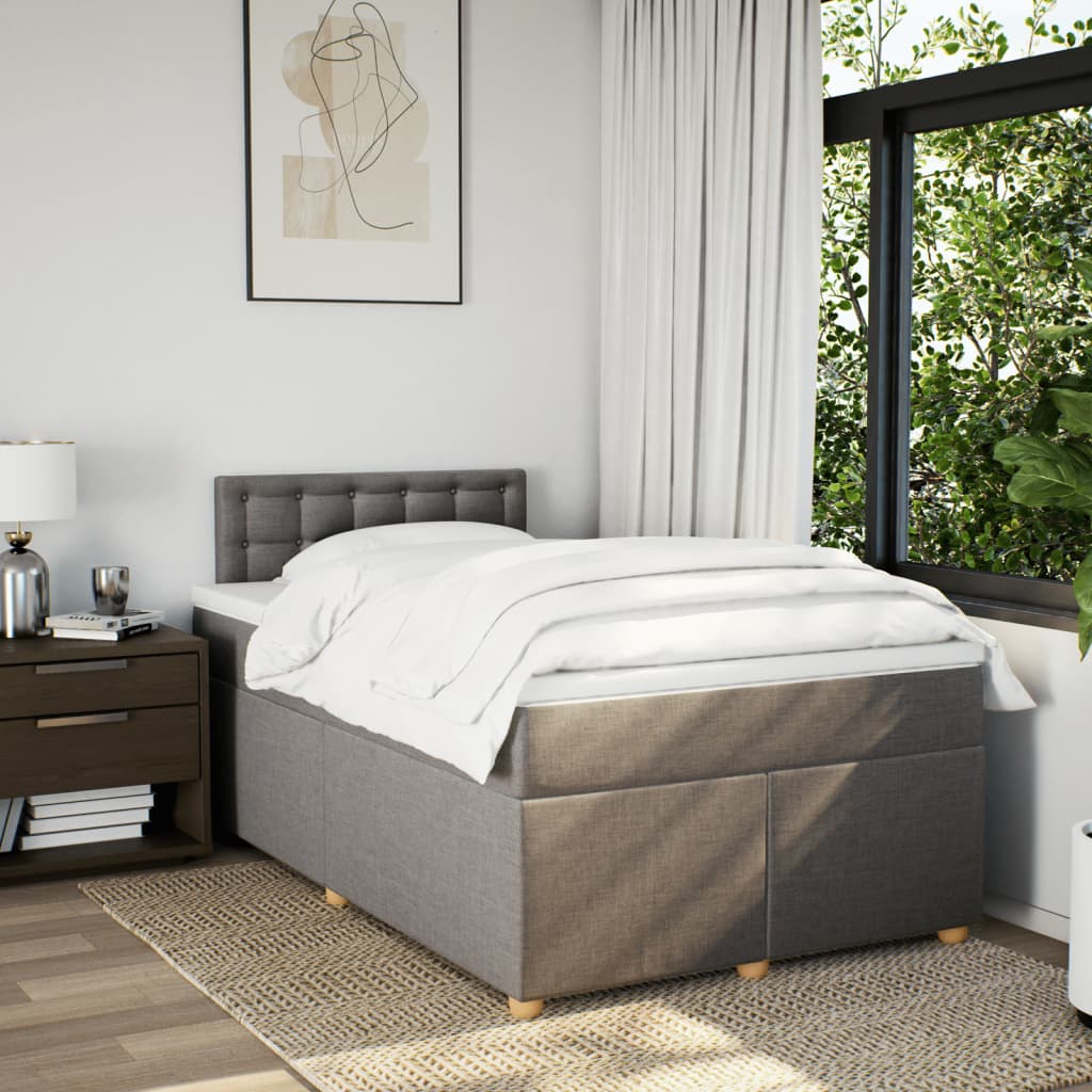 vidaXL Boxspring met matras stof taupe 120x200 cm, foto 2
