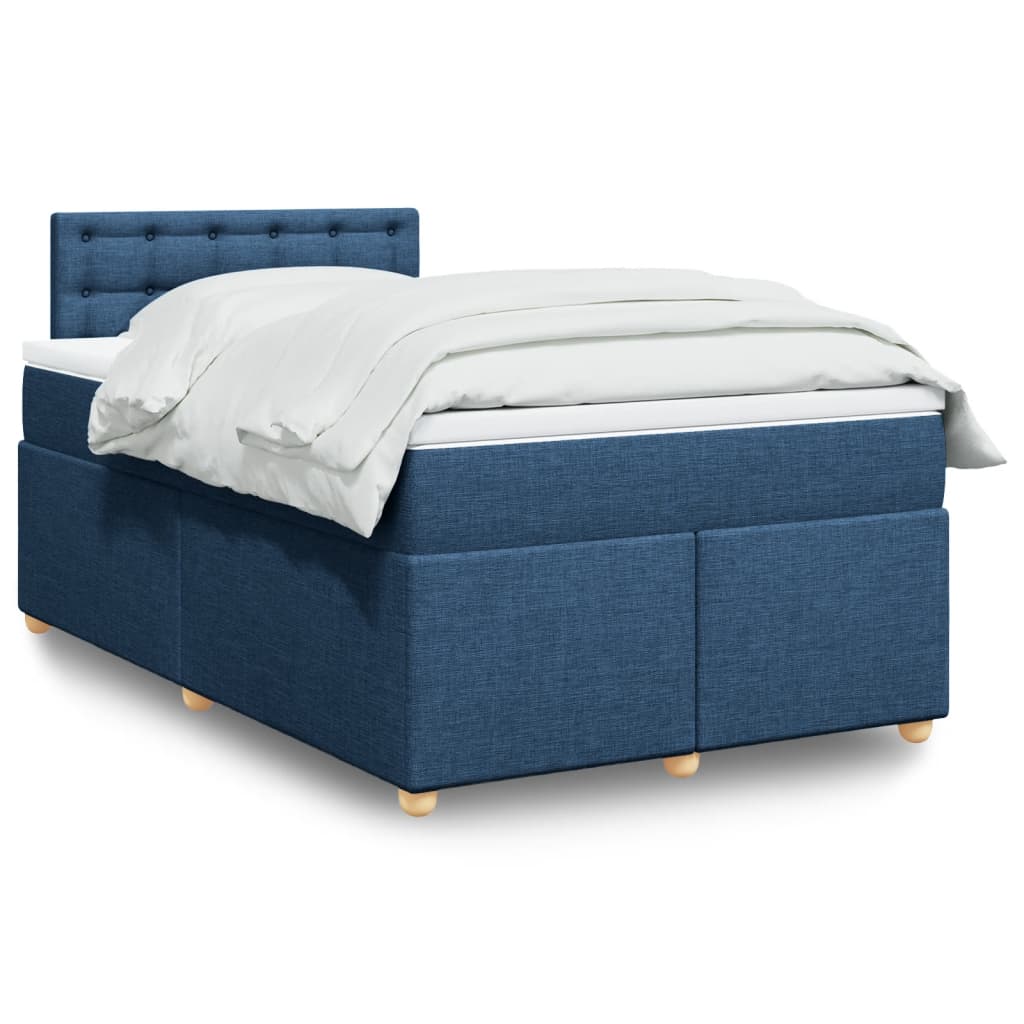 vidaXL Boxspringbett mit Matratze Blau 120x200 cm Stoff