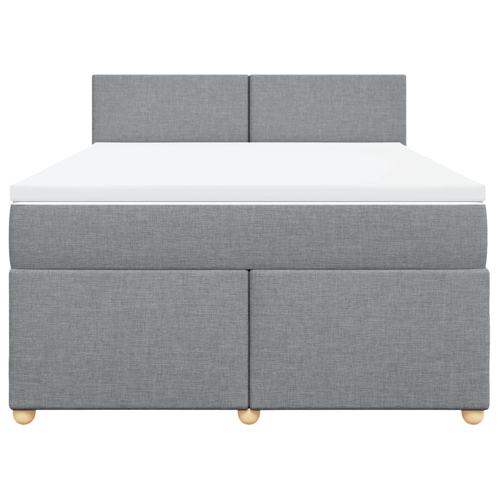 vidaXL Boxspring met matras stof lichtgrijs 140x190 cm grijs, foto 4