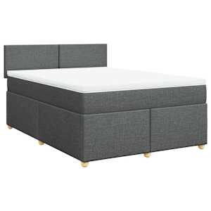 Box spring postel s matrací tmavě šedý 140 x 190 cm textil - obrázek 2